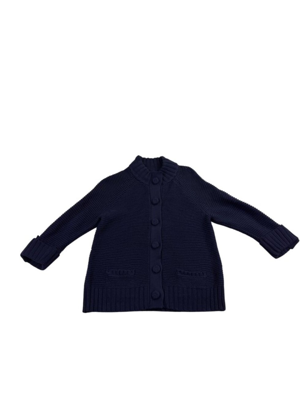 Chicos Womens Navy Cotton Button-Front Knit Cardigan Sweater Size 2 - Picture 2 of 9